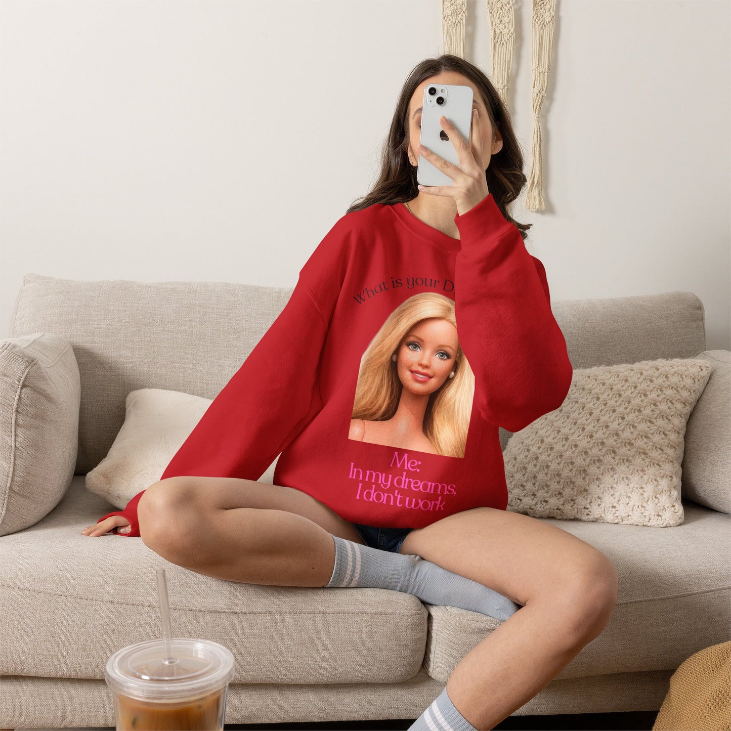 Lustiges Sweatshirt 'In my dreams I don't work' - Anti-Arbeit Spruch Pullover für Faulenzer & Büromuffel