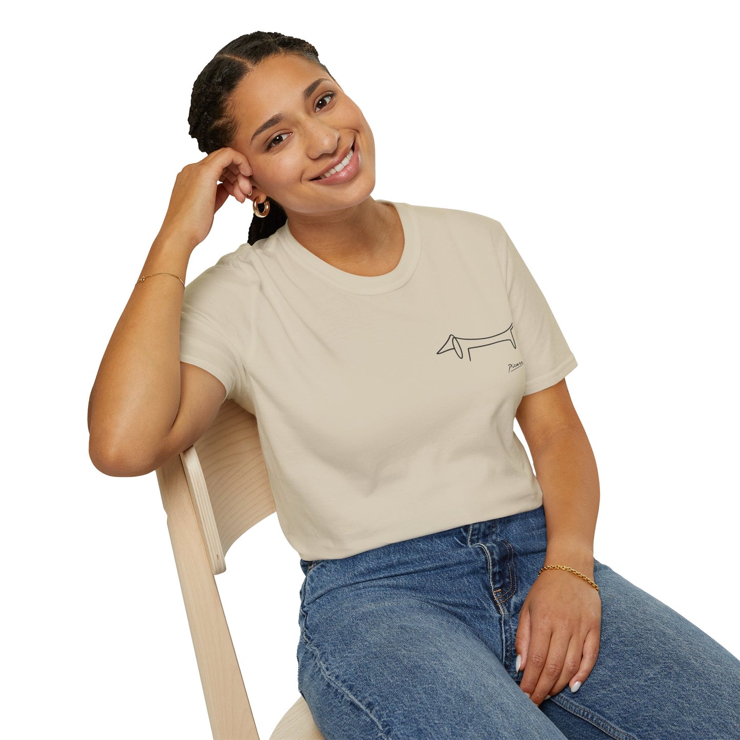 Picasso Dackel T-Shirt – Minimalistische Hundelinie mit Kultfaktor - kleines Motiv