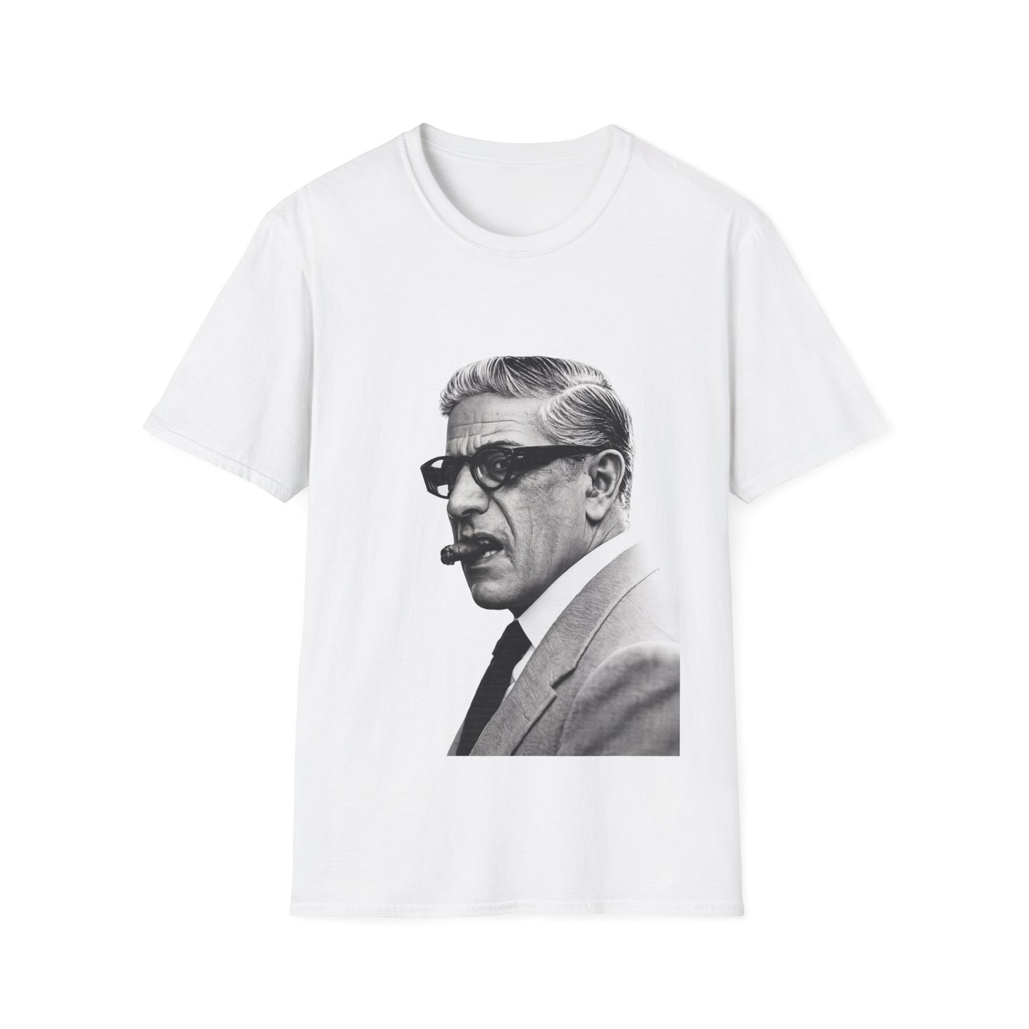 Aristoteles Onassis Portrait T-Shirt Unisex – Ikonische Zigarre & Brille, Vintage Schwarz-Weiß Legende, Retro Fan Geschenk