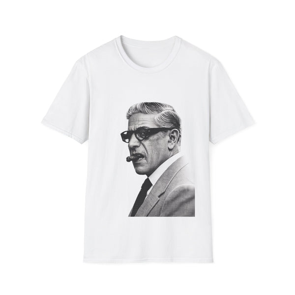 True Insights T-Shirt Aristoteles Onassis Portrait mit Zigarre und Brille in Weiß, Vintage Schwarz-Weiß Legende