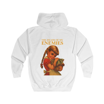Sweatjacke „The Heads of My Enemies“ – Zip-Hoodie mit Rückendruck – Arctic White – Rückenansicht