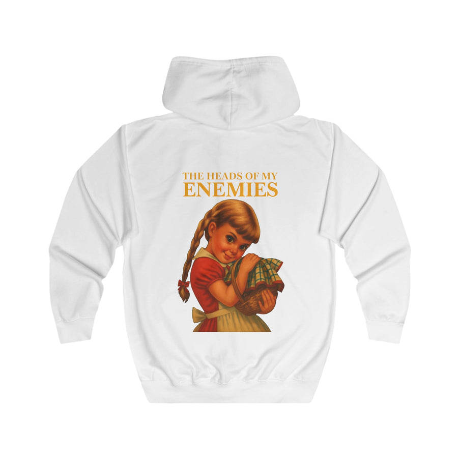 The Heads of My Enemies Zip-Hoodie – Retrosatire in kinderboekstijl