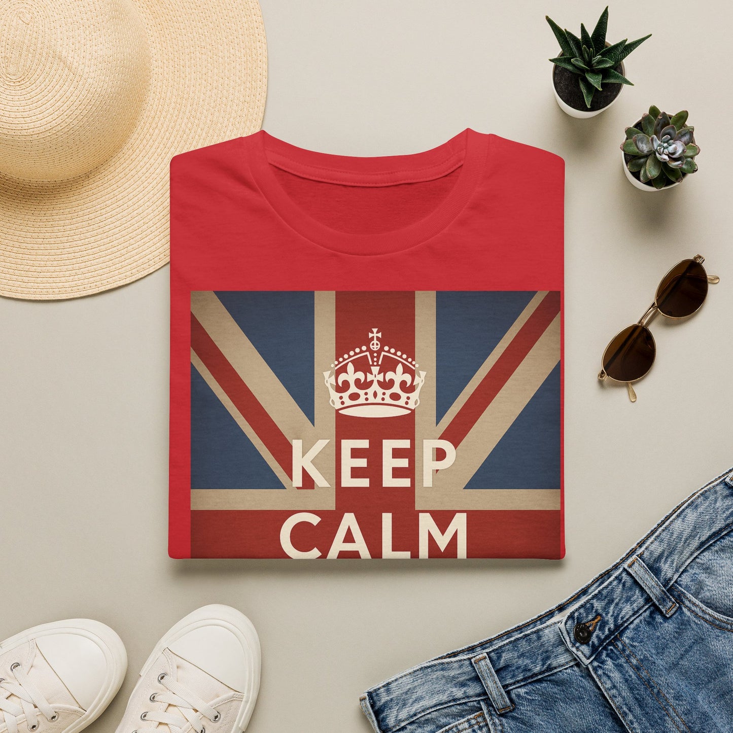True Insights T-Shirt Keep Calm and Carry On Union Jack Vintage, klassisches britisches Motiv, Unisex Geschenk