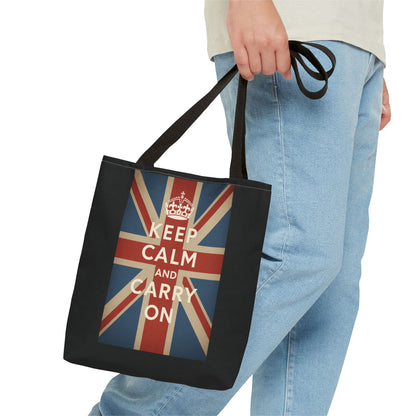 Keep Calm and Carry On Tote Bag – Union Jack Stoffen Tas met Kroon, Brits Kultmotief, Cadeau voor UK-Fans