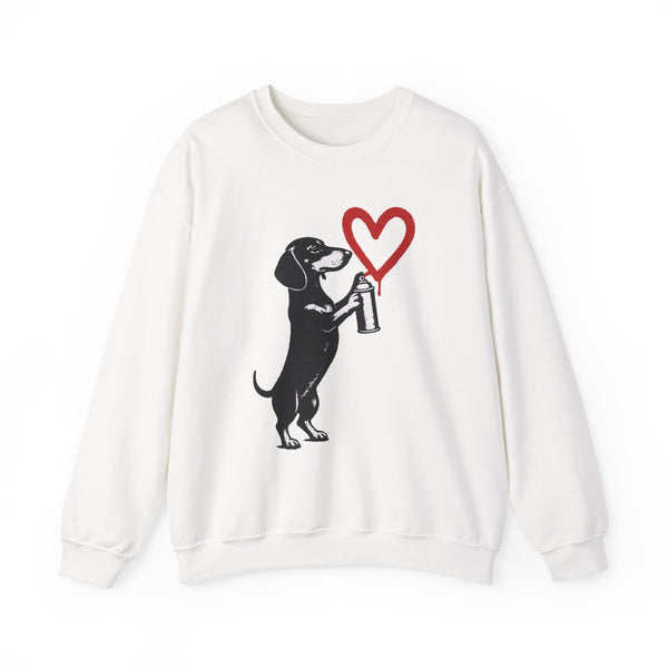Dackel mit Sprühdose Sweatshirt – Street-Art-Graffiti-Motiv mit Herz