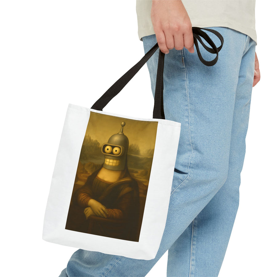 True Insights Tote Bag Mona Lisa Roboter Parodie im Sci-Fi Stil, satirischer Stoffbeutel für Fans