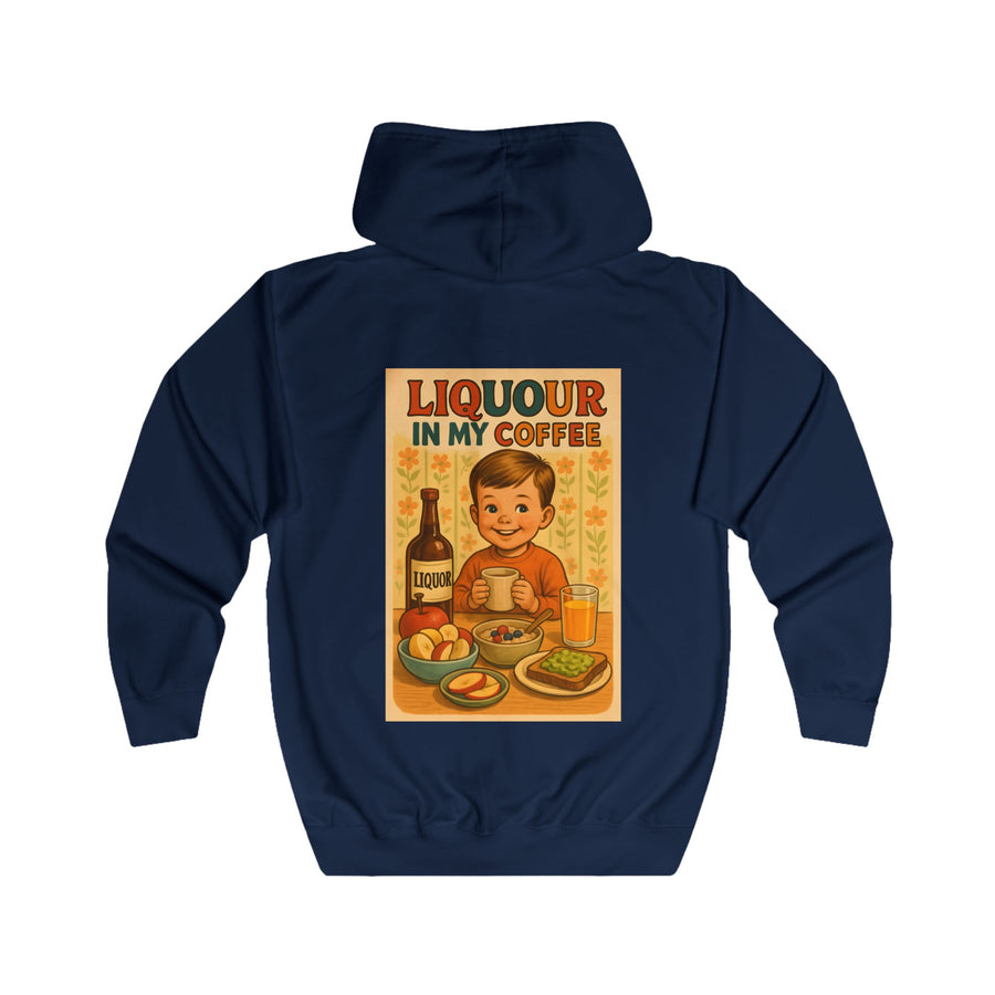 True Insights Liquor in My Coffee Zip-Hoodie – Retro-Motiv mit Humor für Kaffeetrinker