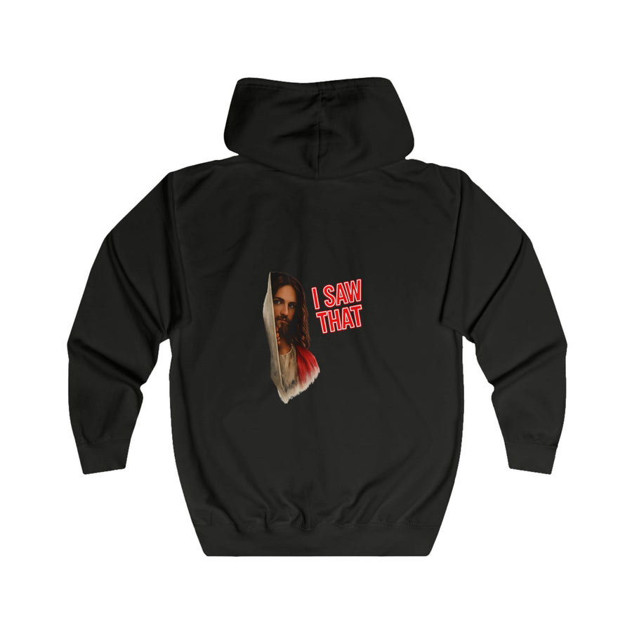 I Saw That Jesus Zip-Hoodie – Religieuze humor met een knipoog
