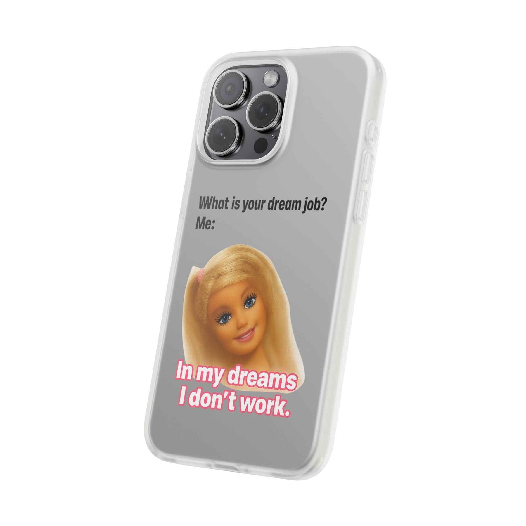 Traumjob Handyhülle – Satirische Anti-Work Phone Case mit Puppen-Illustration