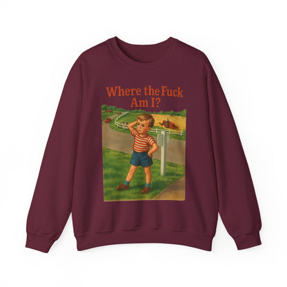 Sweatshirt – Where the Hell Am I? – Vintage Sweatshirt mit nostalgischem Lost-Boy-Motiv | True Insights Design mit Humor