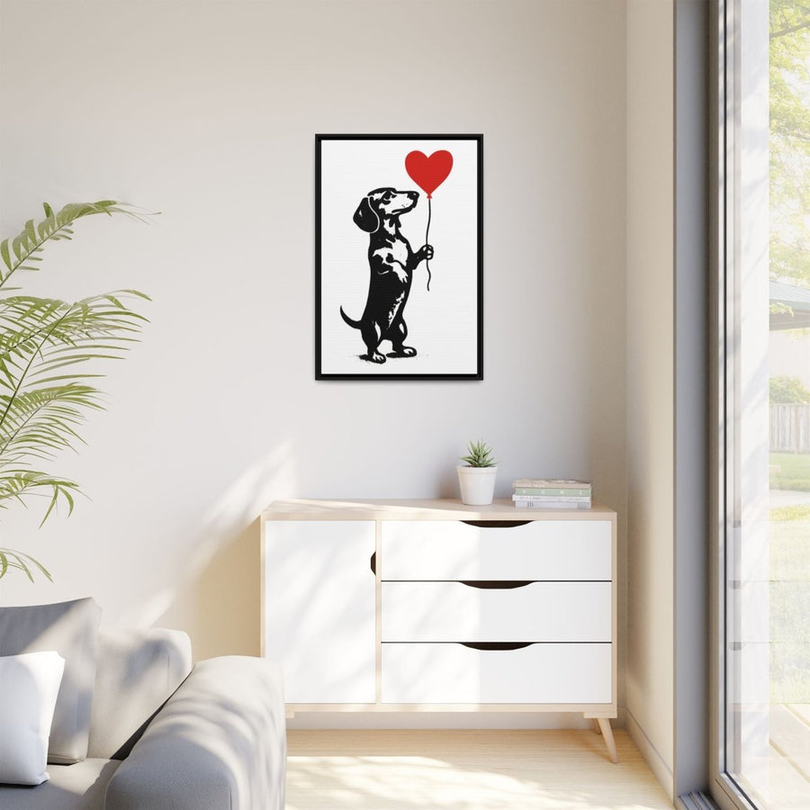 Canvas Bild – Dackel mit Herzballon-True Insights