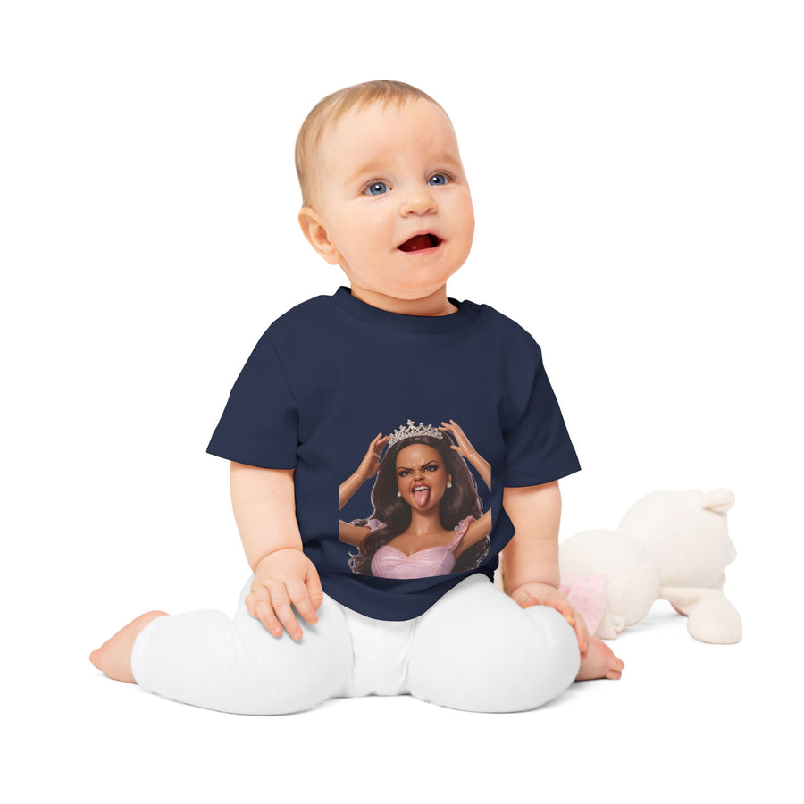 Barbicore Baby T-Shirt – Freche Prinzessin mit Krone & Zunge raus | Lustiges Diva-Motiv für Babys & Kleinkinder