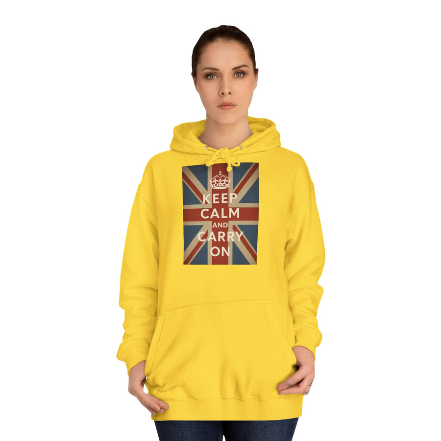 Sweat à Capuche Keep Calm and Carry On – Union Jack Drapeau Britannique Couronne Vintage Rétro pour Fans du UK