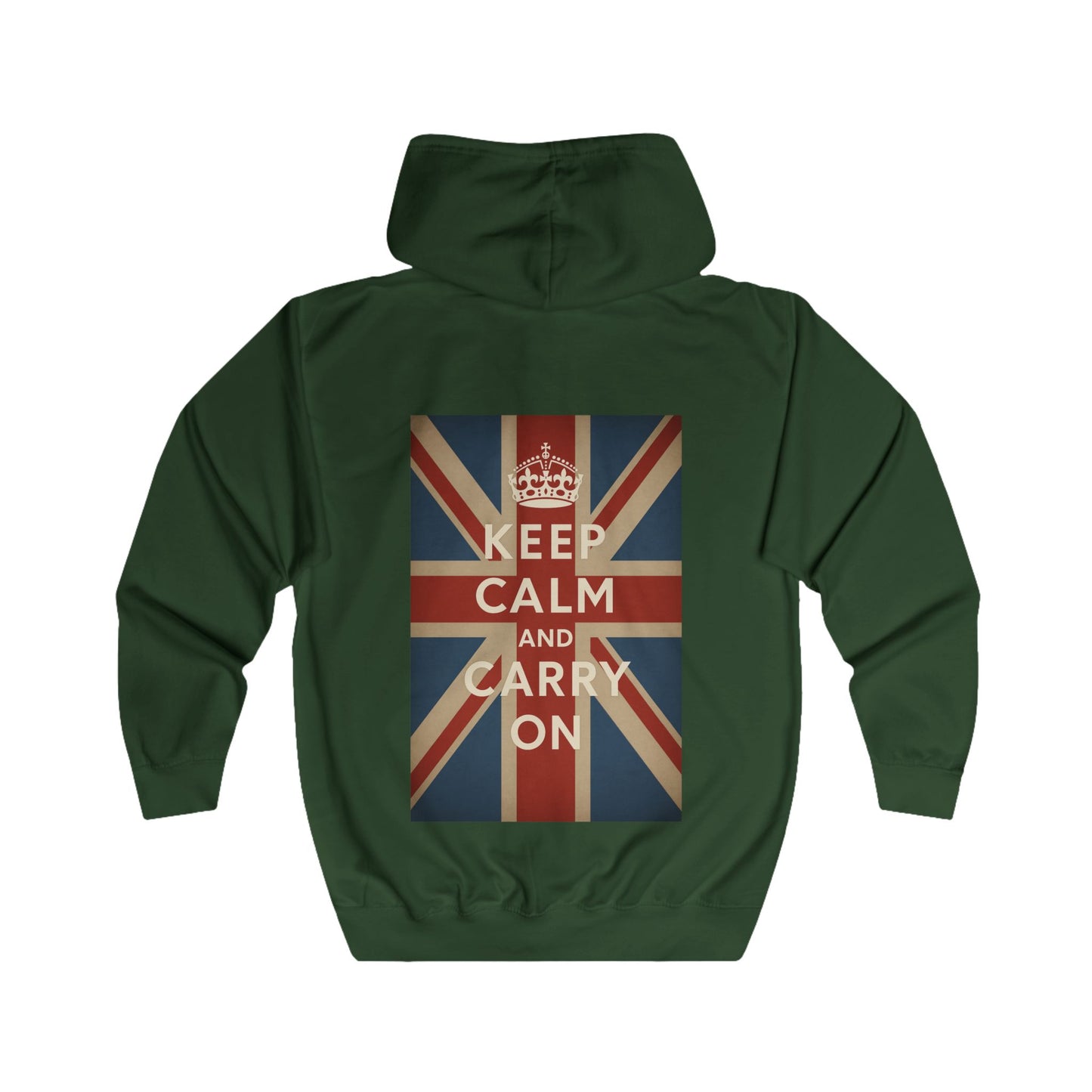 Keep Calm and Carry On Zip Hoodie - Union Jack Kult-Motief - Vintage UK Britse Retro Hoodie