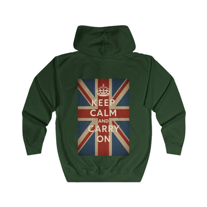 Keep Calm and Carry On Zip Hoodie - Union Jack Kult-Motief - Vintage UK Britse Retro Hoodie