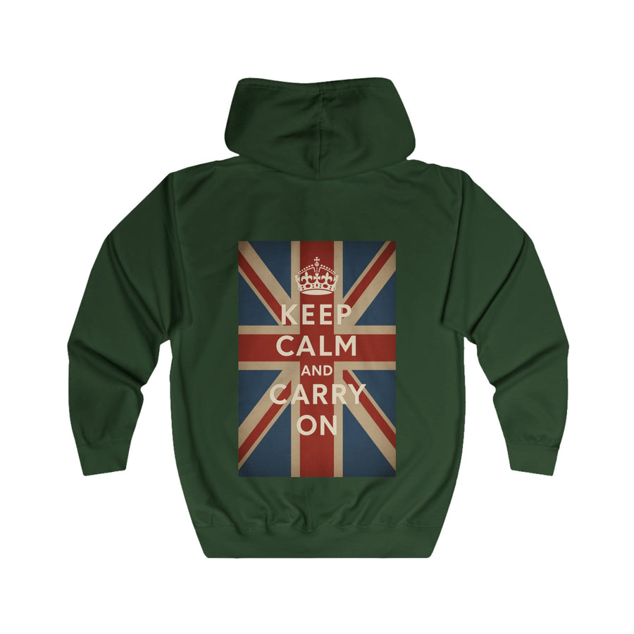 Keep Calm and Carry On Zip Hoodie - Union Jack culte - Veste à capuche rétro vintage UK Grande-Bretagne