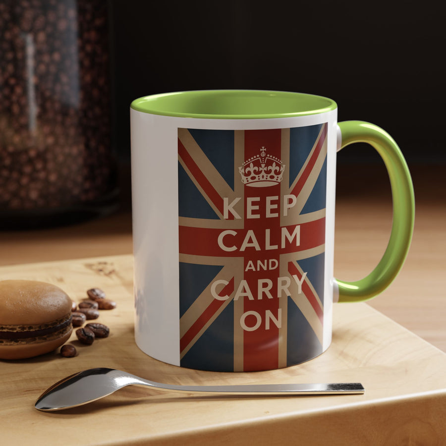 Mug Keep Calm and Carry On – Tasse Union Jack rétro British avec couronne