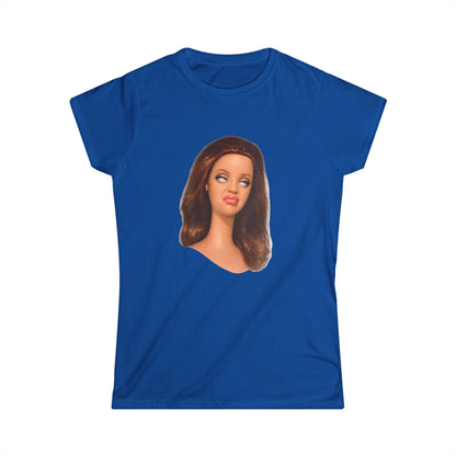 Damen T-Shirt lustiges Puppen-Meme Gesicht – Sassy Diva Print, ironisches Statement Shirt für Frauen, perfekt als Geschenk