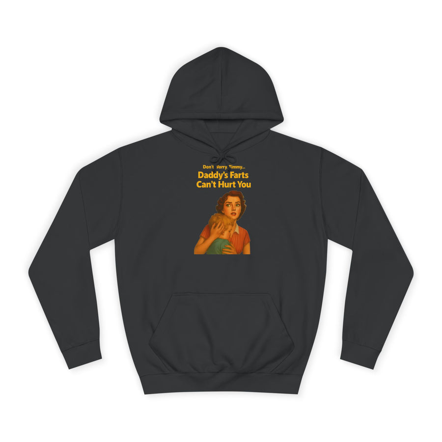 True Insights Daddy's Farts Can't Hurt You Hoodie – Satirisches Retro-Motiv mit schwarzem Humor in Jet Black