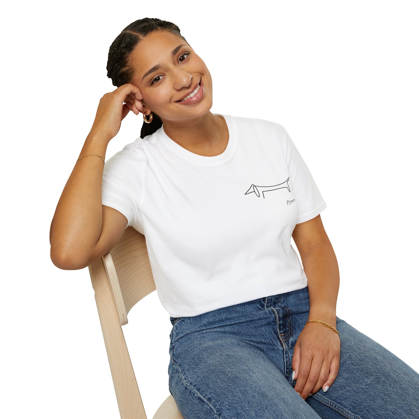 Picasso Dackel T-Shirt – Minimalistische Hundelinie mit Kultfaktor - kleines Motiv