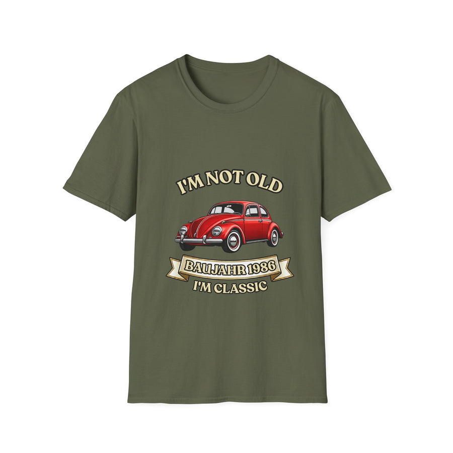 True Insights Geschenk zum 40. Geburtstag – T-Shirt Jahrgang 1986 VW Käfer | I'm Not Old I'm Classic in Military Green