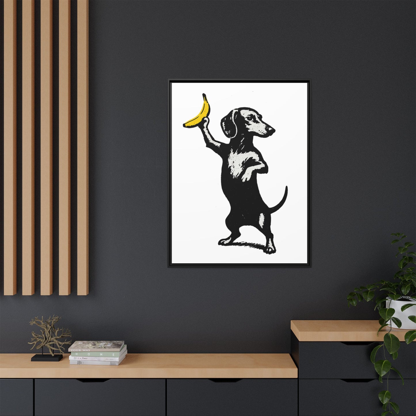 Dackel mit Banane – Banksy-inspirierter Art Print