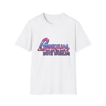 True Insights T-Shirt Bisexual Best Of Both Worlds Bi Pride CSD Glitzer-Neon-Look in Weiß