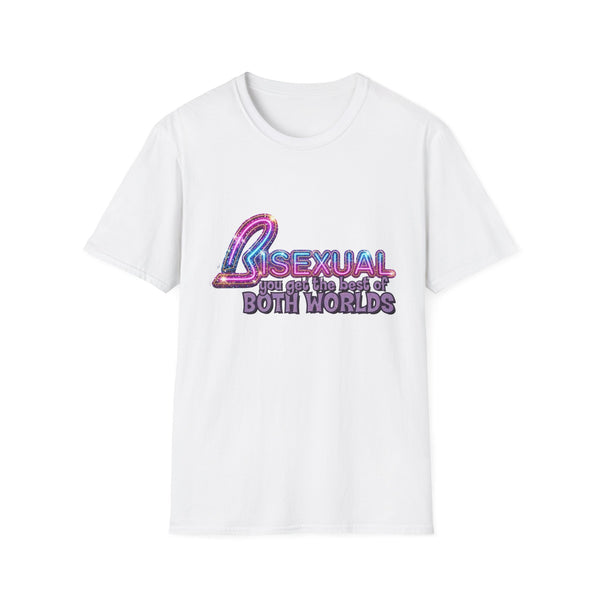 True Insights T-Shirt Bisexual Best Of Both Worlds Bi Pride CSD Glitzer-Neon-Look in Weiß