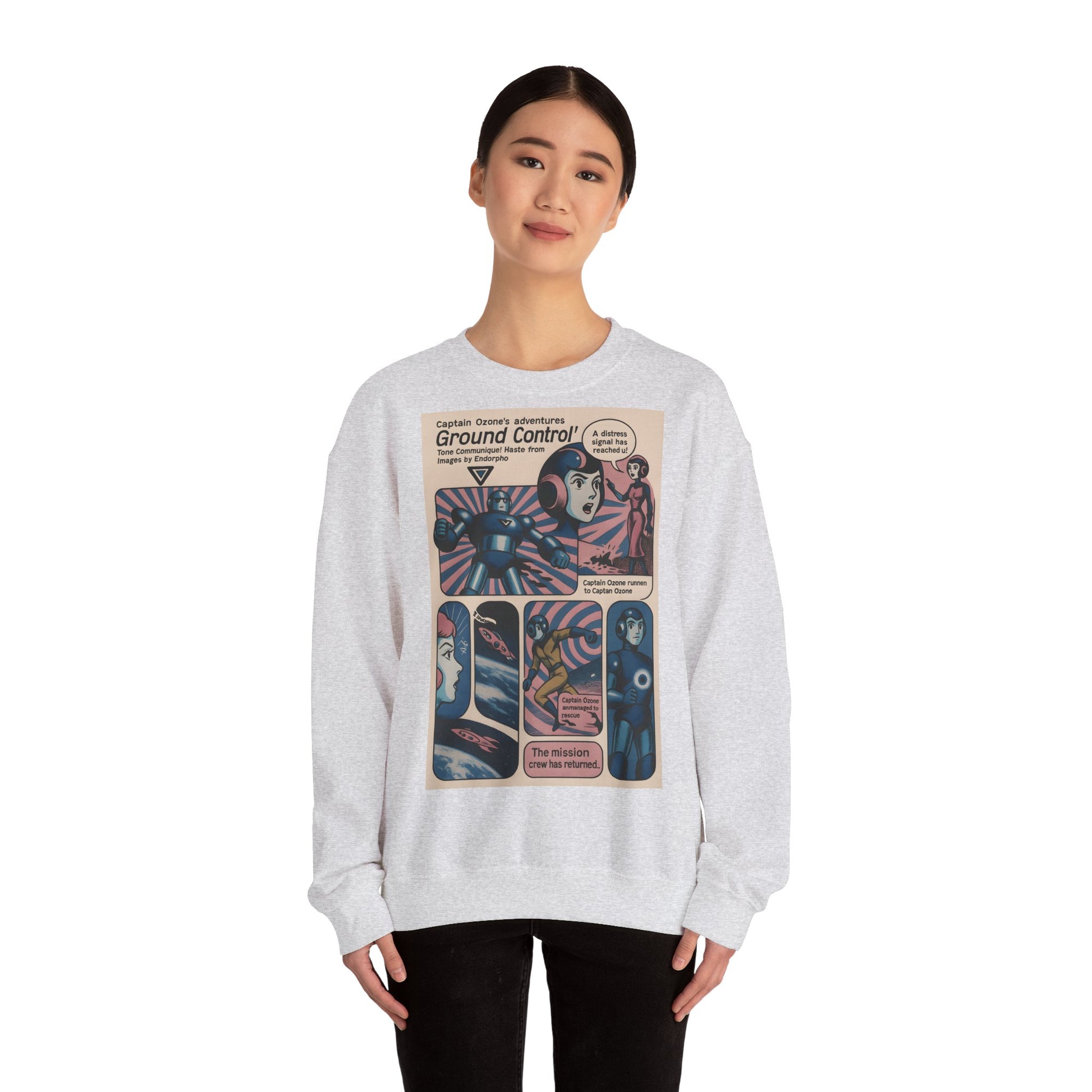 Retro Space Comic Sweatshirt – Captain Ozone „Ground Control“ Edition