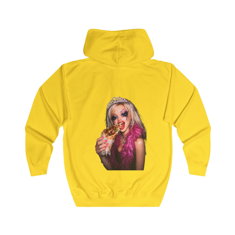 Statement Sweatjacke „Princess Punk“ – Zip-Hoodie mit Rückendruck – Sun Yellow – Rückenansicht