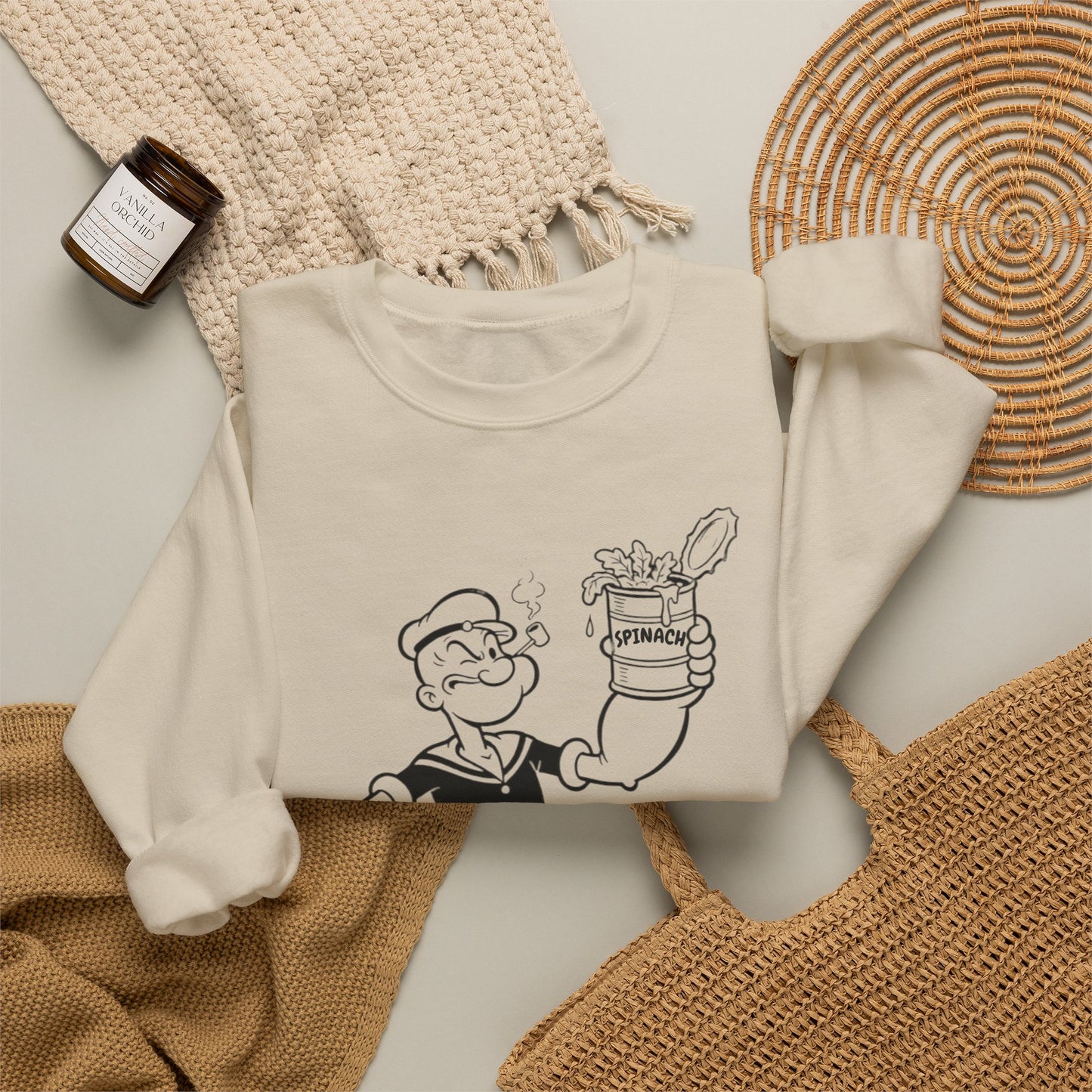 True Insights Sweatshirt Popeye Spinat Dose Kult Design für Nostalgiker und Comicfans