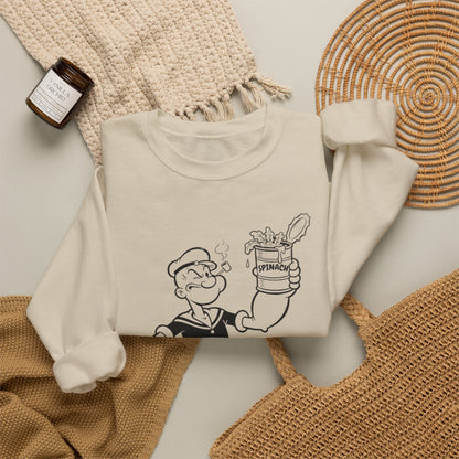 True Insights Sweatshirt Popeye Spinat Dose Kult Design für Nostalgiker und Comicfans