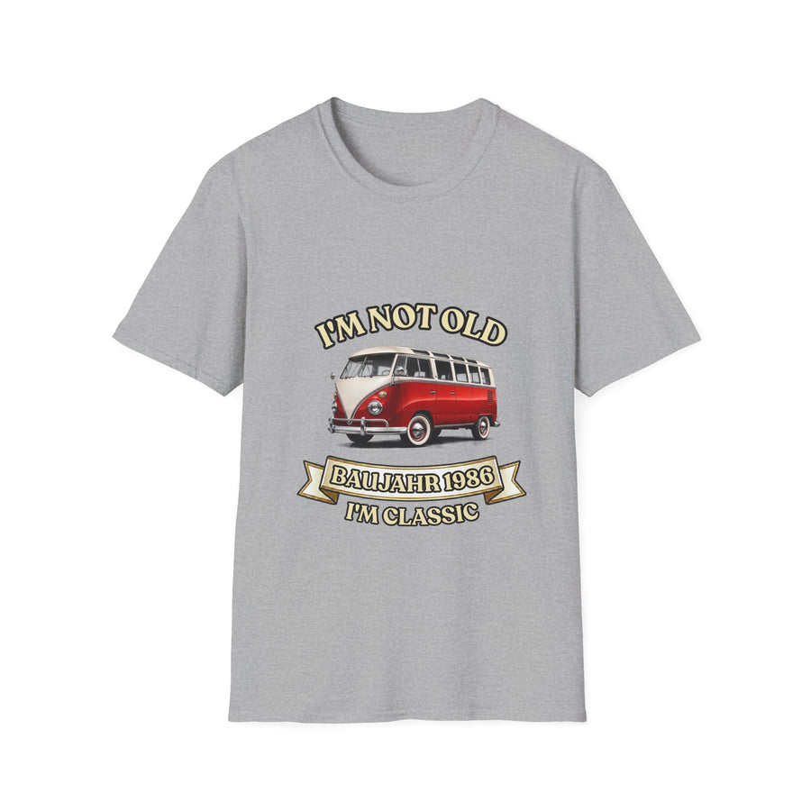 True Insights T-Shirt Baujahr 1986 Retro Bulli Bus zum 40. Geburtstag in Sport Grau, Unisex Geschenk