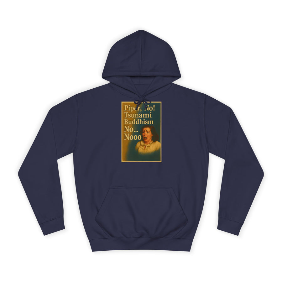 True Insights Piper, No! Tsunami. Buddhism. Hoodie – Drama-Motiv im Retro-Stil