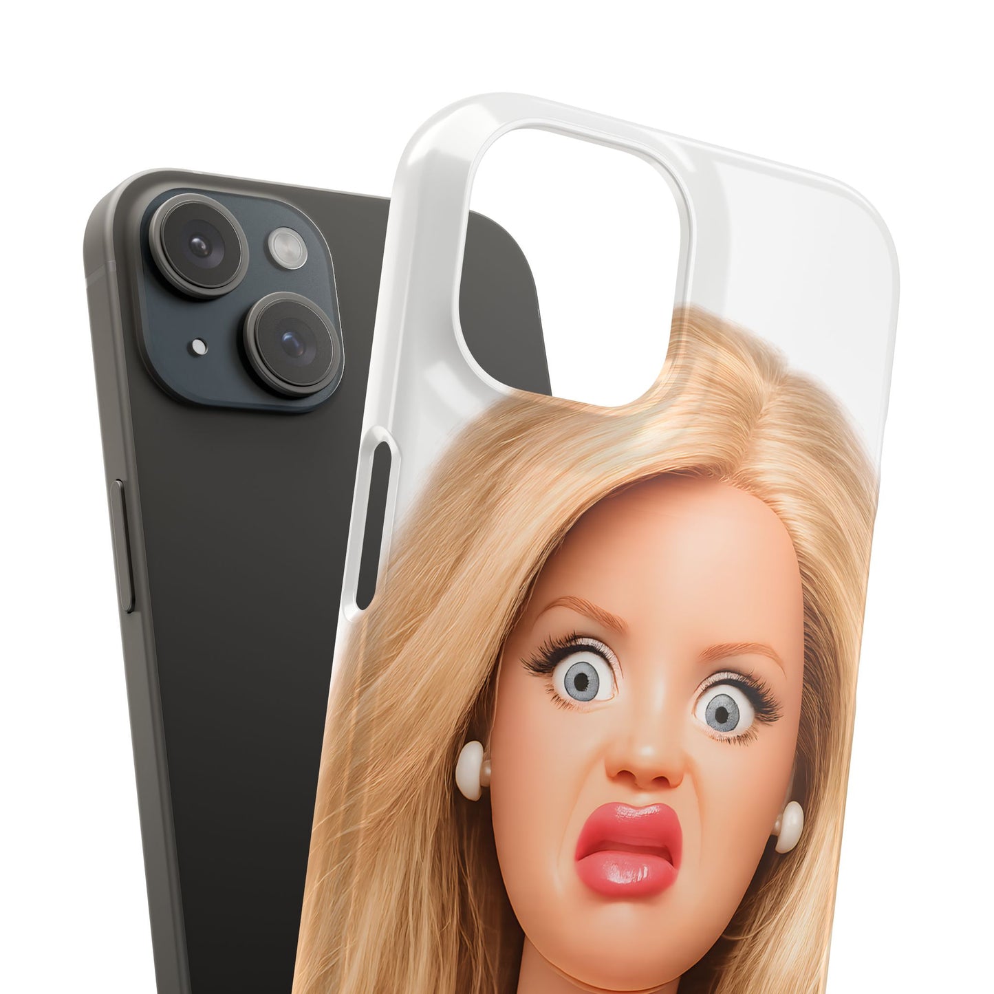 Lustige Handyhülle mit schockiertem Puppen-Gesicht – Meme Handy Case für Humor-Fans & witzige Geschenkidee