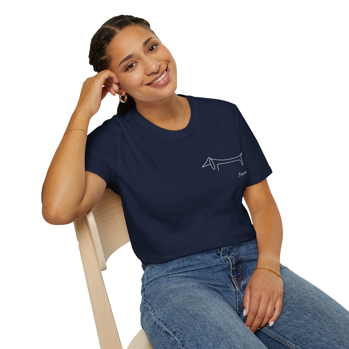 Picasso Dackel T-Shirt – Minimalistische Hundelinie mit Kultfaktor - kleines Motiv