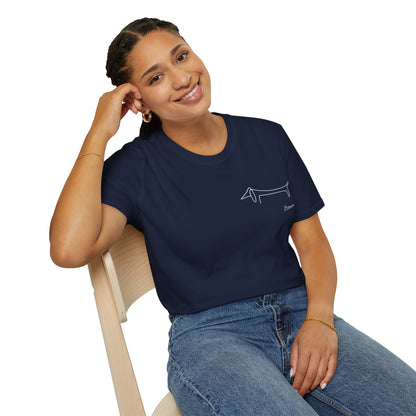 Picasso Dackel T-Shirt – Minimalistische Hundelinie mit Kultfaktor - kleines Motiv
