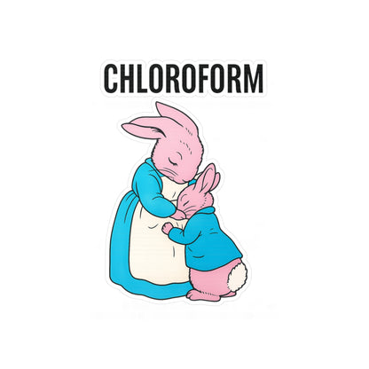 Chloroform Hase Sticker - Lustiger Bunny Anti-Meme Aufkleber - Ironischer Dunkler Humor Sticker für Laptop & Flaschen