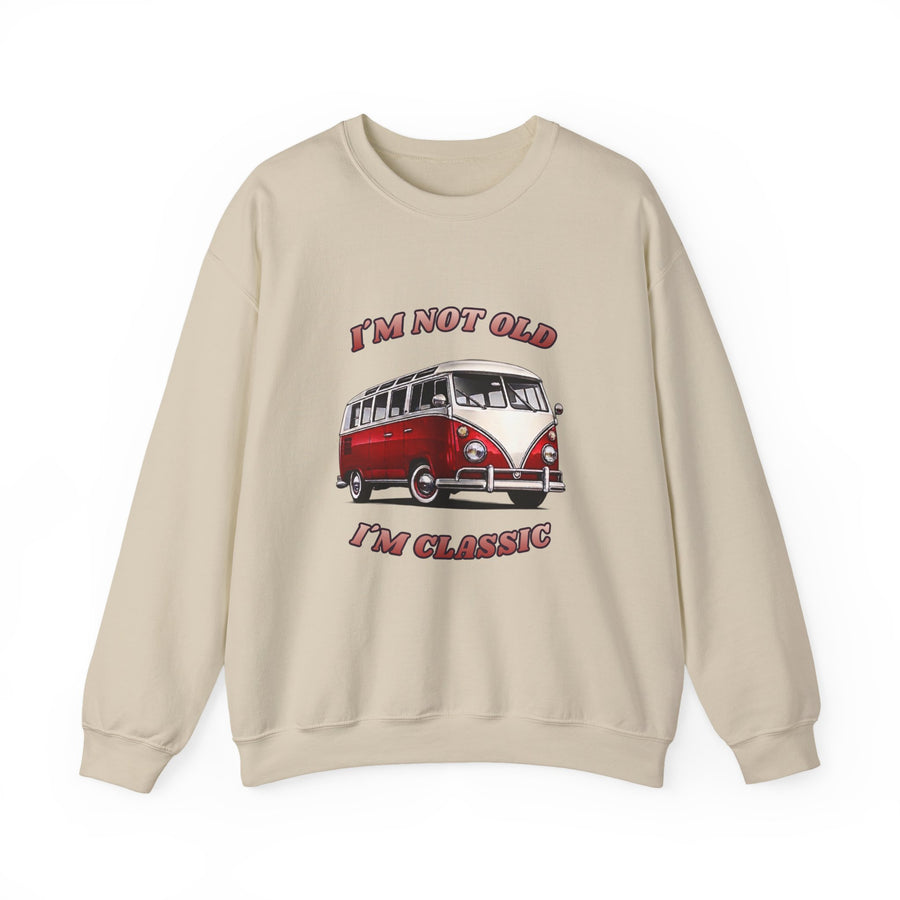 True Insights VW Bulli T1 Samba Sweatshirt – I'm Not Old I'm Classic Geschenk in Sand