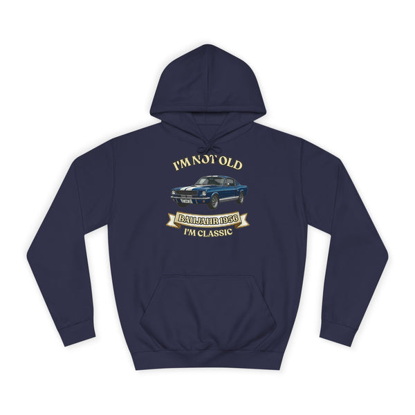 Geschenk zum 70. Geburtstag – Hoodie Jahrgang 1956 Muscle Car – Oxford Navy – Vorderseite