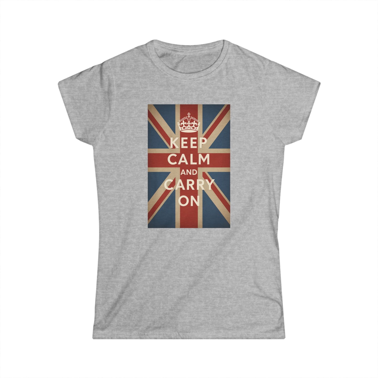Keep Calm and Carry On Dames Shirt – Union Jack Kroon Vintage Brits Engeland Retro T-Shirt
