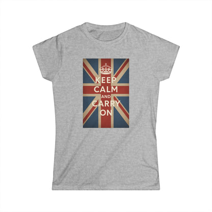 Keep Calm and Carry On Dames Shirt – Union Jack Kroon Vintage Brits Engeland Retro T-Shirt