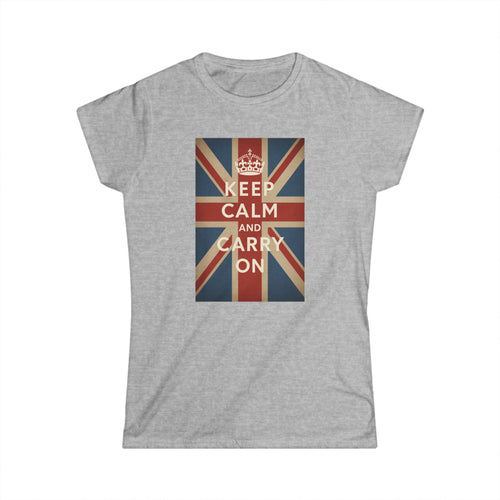 Keep Calm and Carry On Damen Shirt – Union Jack Krone Vintage Britisch England Retro T-Shirt