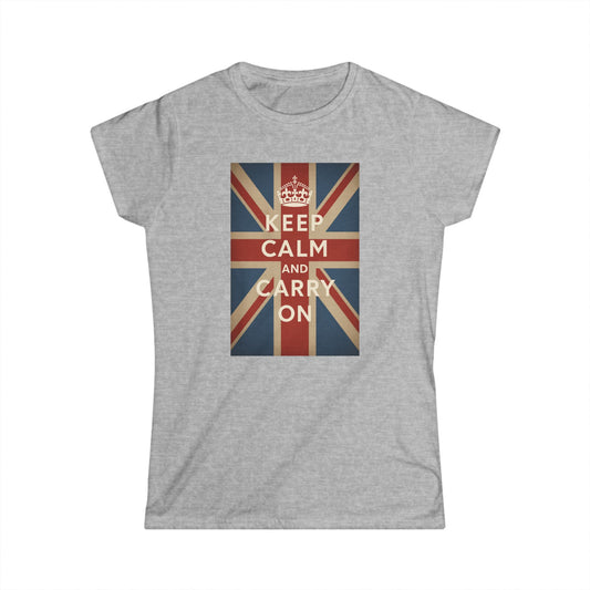 Keep Calm and Carry On Damen Shirt – Union Jack Krone Vintage Britisch England Retro T-Shirt