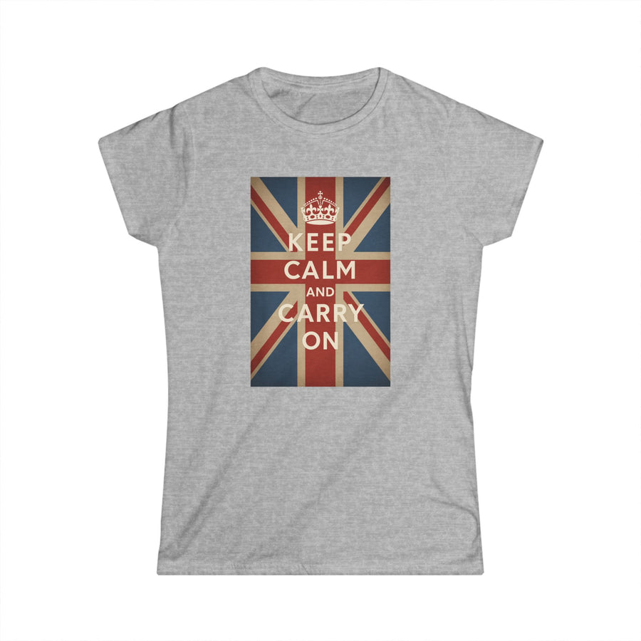 Keep Calm and Carry On Damen Shirt – Union Jack Krone Vintage Britisch England Retro T-Shirt
