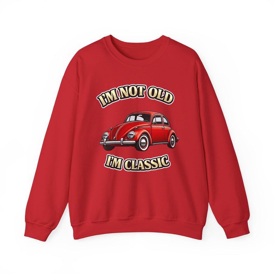 True Insights Vintage VW Käfer Sweatshirt – I'm Not Old I'm Classic Geschenk für Käfer-Fans in Red