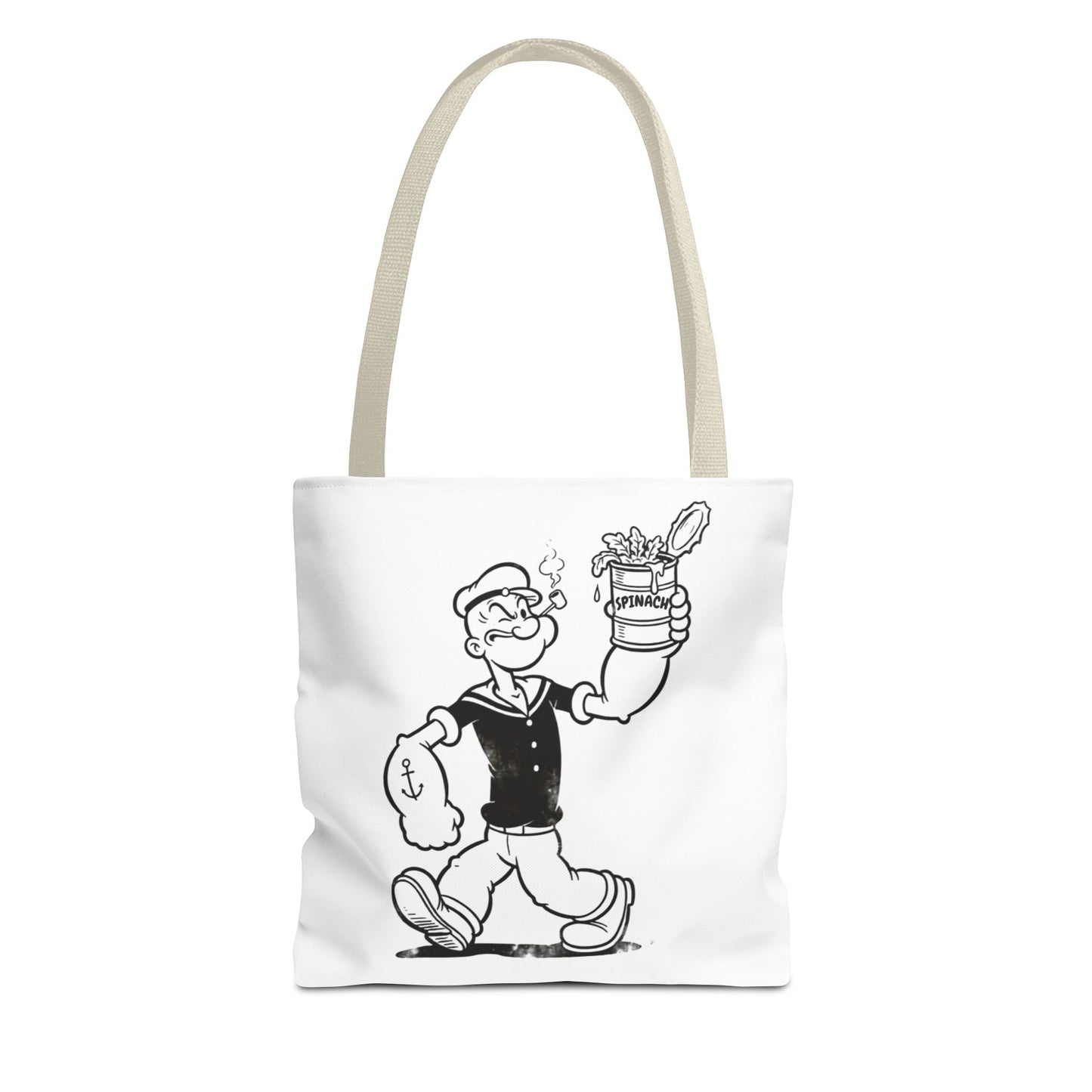 Popeye Spinat Dose Comic Kult Tote Bag – Retro Sailor Beutel aus Polyester, ideal für Comic-Fans & Nostalgiker