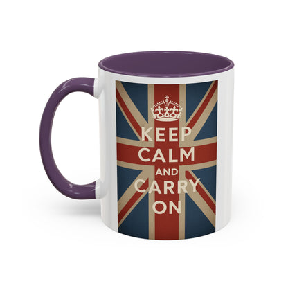 Mug Keep Calm and Carry On – Tasse Union Jack rétro British avec couronne