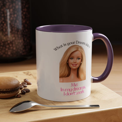 Lustige Tasse "In my dreams I don't work" - Witziger Spruch Kaffeebecher als Geschenk für faule Tage & Arbeitsmuffel
