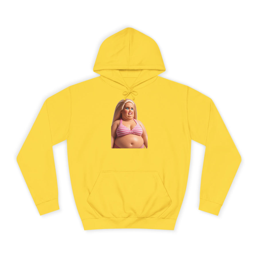 True Insights Genervte Blondine Hoodie – Lustiges Statement-Motiv mit Bikini-Puppe in Sun Yellow